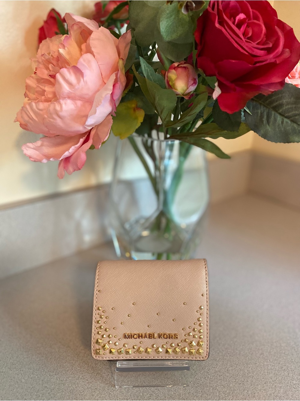 Michael Kors Jet Set Travel Studded Flap Card Holder Wallet
